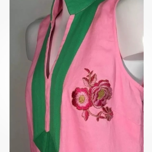 SAIL to Sable Linen Hot Pink green  Tunic dress Custom size small - Picture 12 of 13